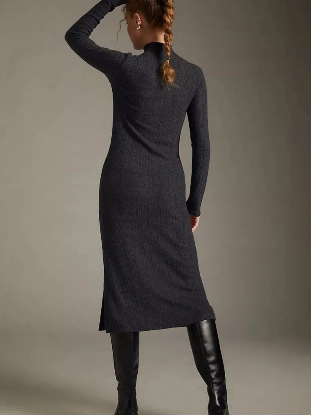Daily Practice Anthropologie Turtleneck Side-Slit knit Midi Dress 36372 - Picture 3 of 11